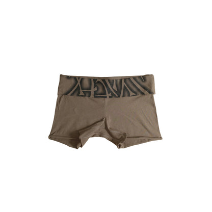 Brown Graphic Micro Shorts