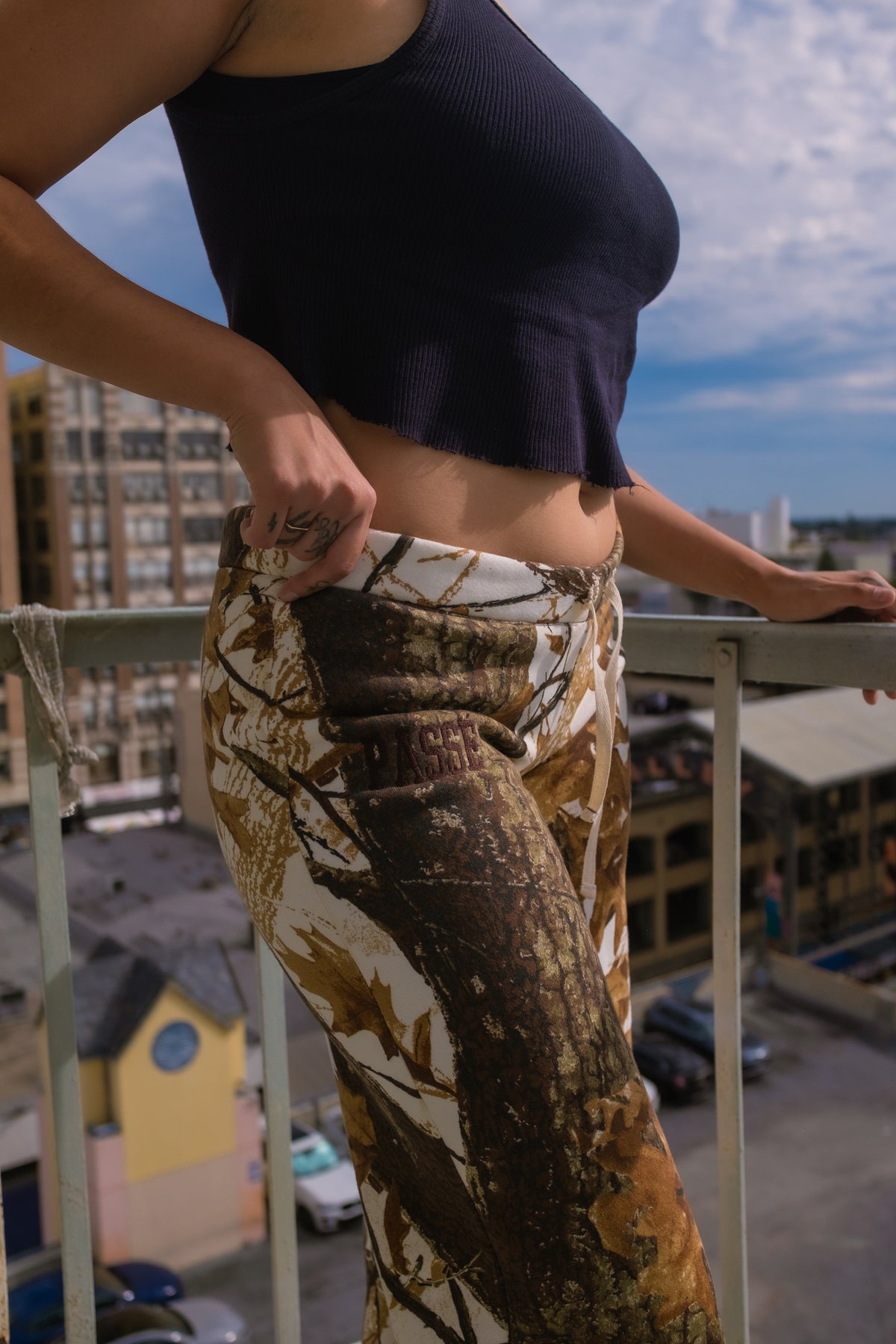 Camo University Low-Rise Sweatpants "alyssa cut"